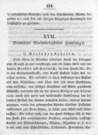 XVII. Vermischte Merkwürdigkeiten Hamburg's.