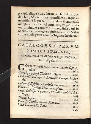Catalogus operum P. Iacobi Sirmodi