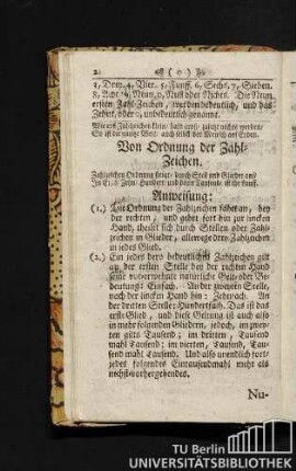 Von Ordnung der Zahl-Zeichen.