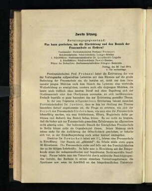 Zweite Sitzung : [Bericht über die Verhandlungen]