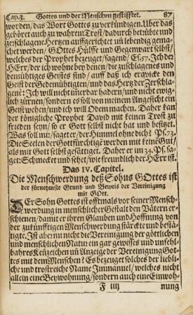Cap. IV. Die Menschwerdung deß Sohns Gottes ...