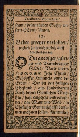 12. Gebet zweyer verlobten/ teglich zu sprechen ...