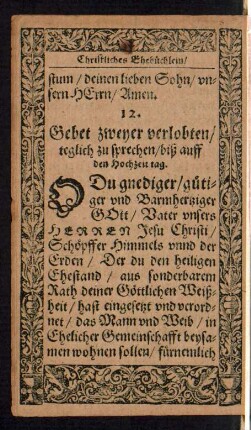 12. Gebet zweyer verlobten/ teglich zu sprechen ...