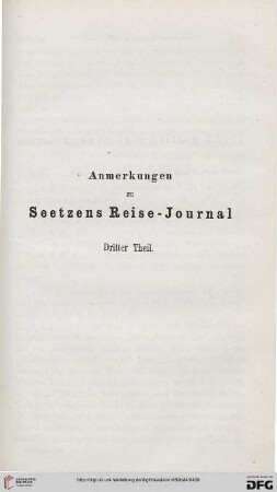 Anmerkungen zu Seetzens Reise-Journal: Dritter Theil