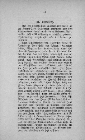 III. Tatenberg.