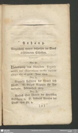 Anhang. Verzeichniß meiner früherhin im Druck erschienenen Schriften
