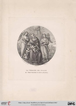 La Madonna col figlio e il precursore in mezzo a due angioli d'Anonimo