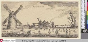 [Schlittschuhläufer links einer Windmühle (Pennicks-veer); Skaters to left of a Windmill (Pennicks-veer)]