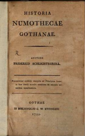 Historia numothecae Gothanae