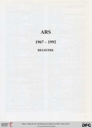 ARS 1967 - 1992 registre