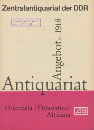 Nr. 1918: Orientalia/Ostasiatica/Africana