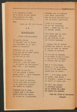 Mangazo : (Calo arrabalero)