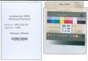 Entnazifizierung Wilhelm Stempel , geb. 26.08.1894 (Kaufmann)