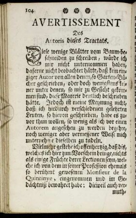 Avertissement Des Autoris dieses Tractats.
