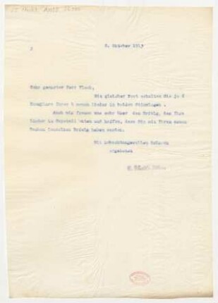 Brief an Fritz Fleck : 08.10.1913