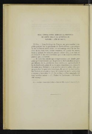 real cédula sobre agregar la provincia e Costa Rica á la audiencia de Panamá. - Año de 1623 (1).