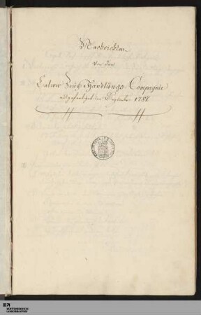 Nachrichten von der Calwer Zeughandlungs-Compagnie ausgefertiget im Dezember 1787 - Cod.hist.fol.282