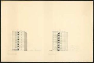 Wohnhochhaus: Nordansicht und Westansicht