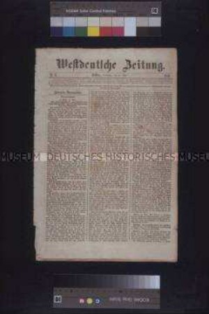 Zeitung: Westdeutsche Zeitung, Nr. 3; Köln, 27. Mai 1849