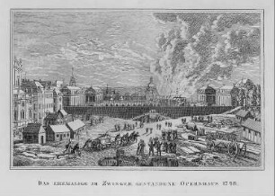 Dresden. Brand des des Theaters im Zwingerhof 1748