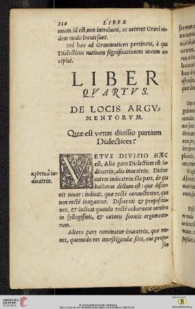 Liber Quartus.: De Locis Argvmentorvm
