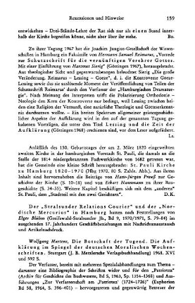 Martens, Wolfgang :: Die Botschaft der Tugend, die Aufklärung im Spiegel der deutschen moralischen Wochenschriften : Stuttgart, Metzler, 1968