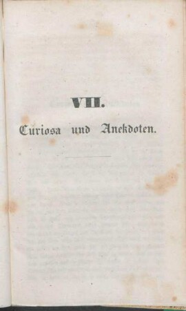 VII. Curiosa und Anekdoten.