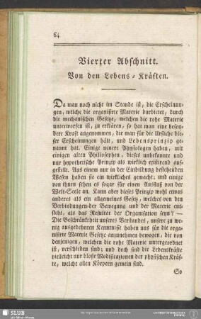 Vierter Abschnitt. Von den Lebens-Kräften