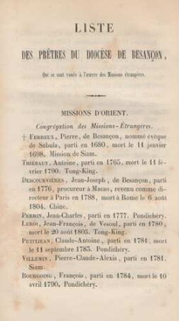 Liste des pretres du diocèse de Besancon