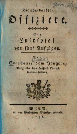 Die abgedankten Offiziere : Ein Lustspiel von fünf Aufzügen