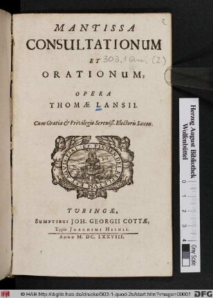 Mantissa Consultationum Et Orationum
