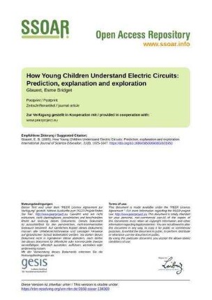 How Young Children Understand Electric Circuits: Prediction, explanation and exploration