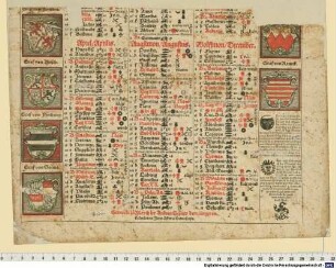 [Einblattdruck-Kalender auf das Jahr 1558]