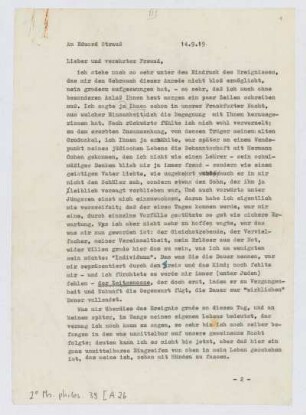 Brief von Franz Rosenzweig an Eduard Strauss