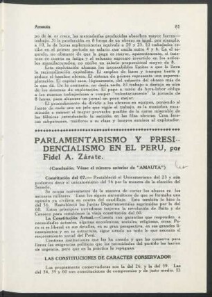 Parlamentarismo y presidencialismo en el Perú - (Conclusión)