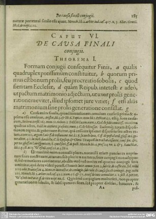 Caput VI. De Causa Finali conjugii