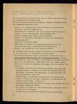 Hinweise zur Gestaltung des Unterrichtsprozesses