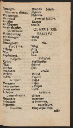 Classis XIII. Gressus.