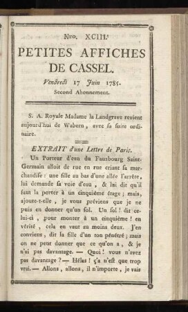 No XCIII (Vendredi 17 Juin 1785)