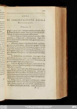 XXXI. De Immortalitate Animae Rationalis.
