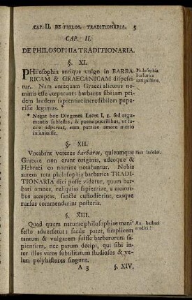 Cap. II. De Philosophia Traditionaria.