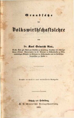 Lehrbuch der politischen Oekonomie, 1. Grundsätze der Volkswirthschaftslehre