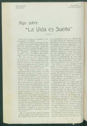 Algo sobre "La Vida es Sueño"
