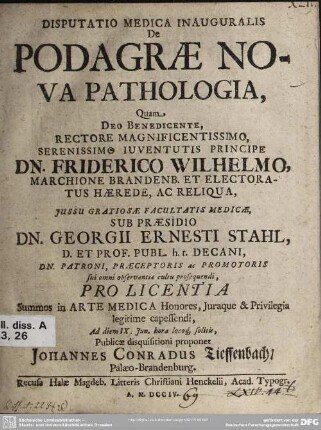 Disputatio Medica Inauguralis De Podagrae Nova Pathologia