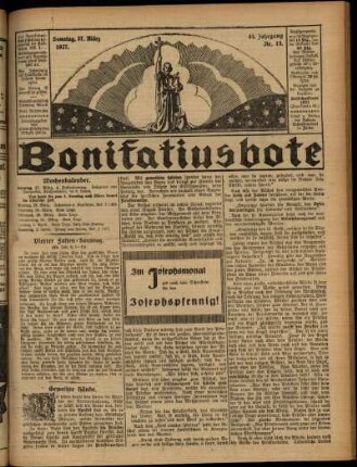 Erste Ausgabe vom Sonntag, den 27. März 1927.