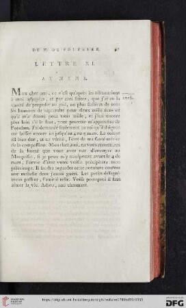 (Lettre XI - XX)