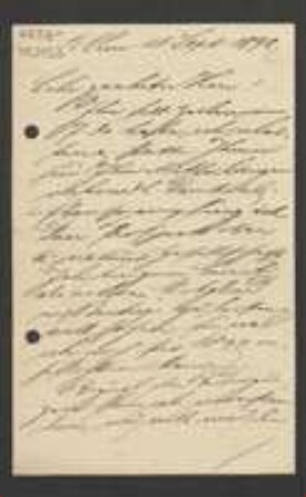 Brief von Oscar Hölderlin an Unbekannt