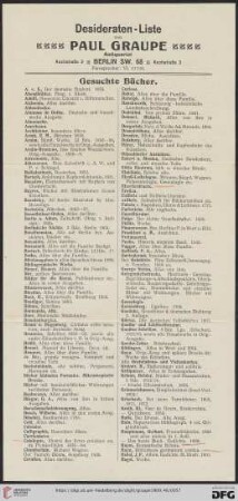 Beilage: Desideraten - Liste