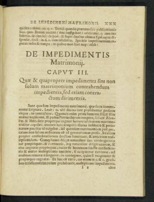 De Impedimentis Matrimonii. Caput III.