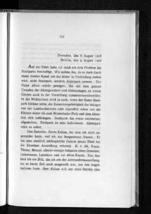 Dresden, den 8. August 1908 Berlin, den 9. August 1908